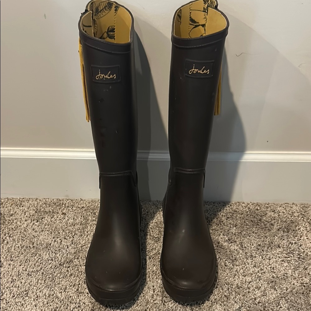 Joules Dark Brown Tall Rain Boots